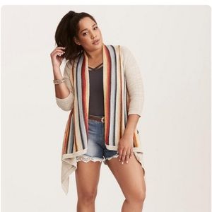 TORRID Striped Open Front knit Cardigan size medium boho bohemian festival